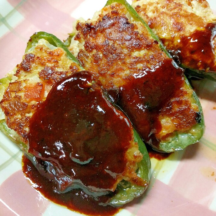 肉汁の旨みを食べ切る！我が家のピーマンの肉詰め♡